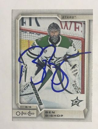 Ben Bishop Signed Card 2018 - 19 O Pee Chee Dallas Stars Autographed Ip 325 Rare