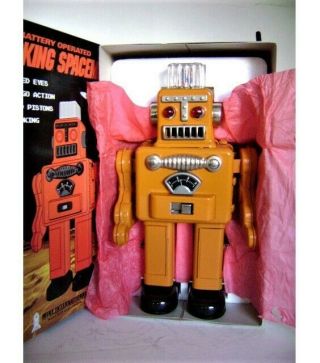 Rare Smoking Spaceman Tin Robot Orange Japan Version Mib