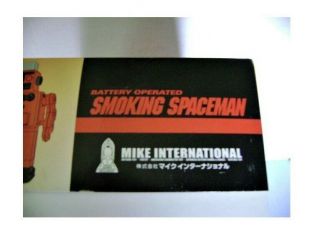 RARE SMOKING SPACEMAN TIN ROBOT ORANGE JAPAN VERSION MIB 5