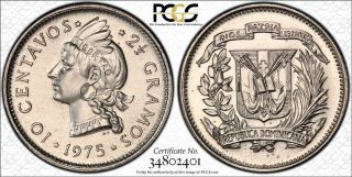 1975 Dominican Republic 10c Pcgs Sp66 - Extremely Rare Kings Norton Proof