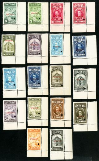 Venezuela Stamps 325 - 42 Vf Og Nh Rare Specimen Set Of 18
