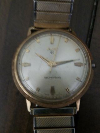 Vintage Elgin Display Bac Watch,  17j Waterproof Automatic.  10k Rgp Bezel [rare]