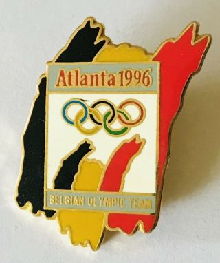 Belgian Belgium Team Atlanta 1996 Olympic Games Pin Badge Rare Authentic (e10)