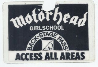 Motorhead Backstage Pass 6 Girlschool Kim Mcauliffe Owned Mega Rare