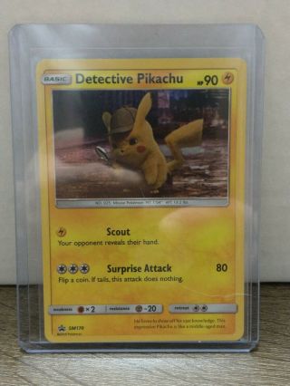 X1 Detective Pikachu - Movie Black Star Promo - Sm170 Holo Rare - Nm/mint Card