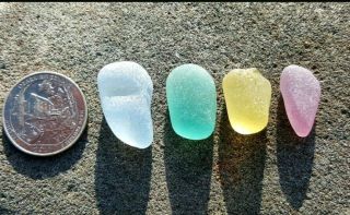 Rare Genuine/sea Glass - Aqua,  Yellow,  Cornflower Blue,  Pink Jewelry Grade