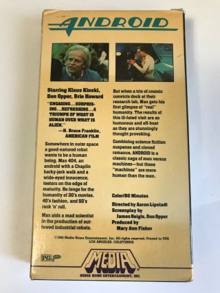 Android (VHS,  1984,  MEDIA) Klaus Kinski,  Don Opper • RARE Box In Tact 2