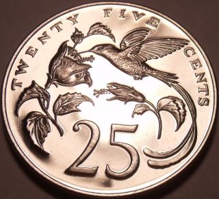 Jamaica 25 Cents,  1977 Rare Proof Only 10,  000 Minted Hummingbird