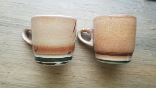 Vintage Edith Heath Ceramic Mug Set Of 2 Unique Rare Glaze Made In Usa