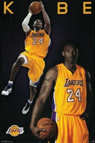 Kobe Bryant Poster 2 Pictures Collage Rare Hot 24x36