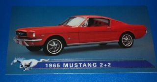 Rare - 1965 Mustang 2,  2 Fastback 30th Anniversary Promo Card Photo Specs