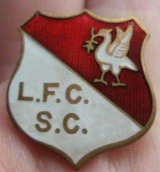 Liverpool L.  F.  C S.  C Red White & Gold Gilt Vintage Pin Badge Rare Vgc