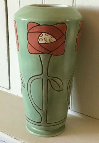 2004 Mary Engelbreit Art Deco Art Nouveau Arts And Crafts 11 " Vase Rare Pottery