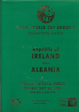 26/5/92 Rare Vip Edition Rep Of Ireland V Albania World Cup Q Fai Ltd Ed