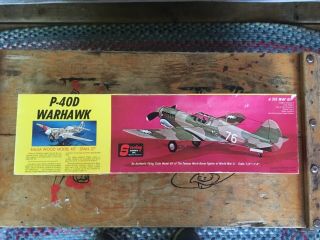 Rare Vintage Sterling 27 " Ws P - 40 D Warhawk Scale Balsa Wood Model Airplane Kit