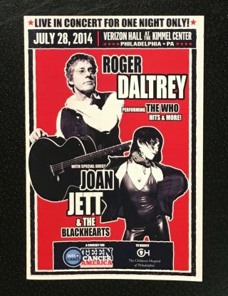Roger Daltrey - Joan Jett 2014 Concert Program Philadelphia Rare The Who