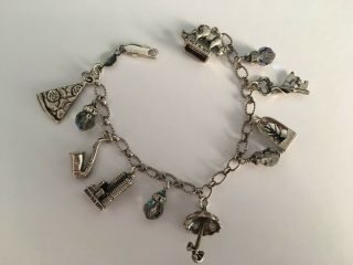 Vintage Kinney Sterling Silver Chicago Charm Bracelet - Rare Find