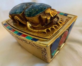 Very Rare Egyptian Lidded Scarab Box,  By " Artisans Guild International "