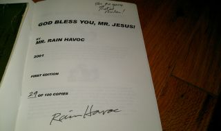 GOD BLESS YOU,  MR.  JESUS Rain Havoc AUTOGRAPHED Limited 29/100 RARE Humor zine 2