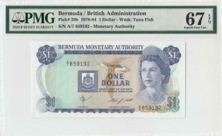 1.  5.  1984 British Colony Bermuda Qeii $1 Rare ( (pmg 67 Epq))