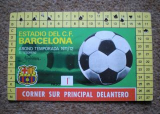 Fc Barcelona Rare 1971 Members Season Ticket Football Memorabilia Barca Espana