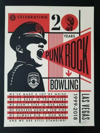Shepard Fairey Obey Giant Punk Rock Bowling Print.  Signed Rare Edition Of 450.