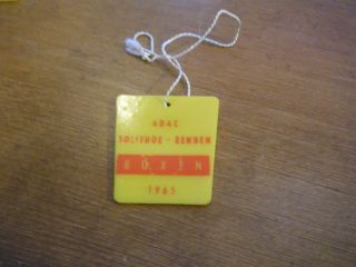 1965 Adac Solitude Rennen Boxen Pit Pass Plastic Very Rare With String
