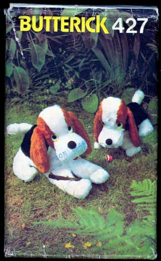 Rare Uncut Vintage Stuffed Basset Hound Dog Toy Large & Small Sewing Pattern