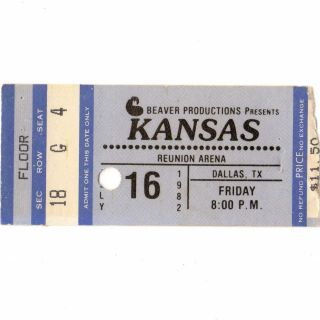 Kansas & Survivor Concert Ticket Stub Mobile Al 7/16/82 Eye Of The Tiger Rare