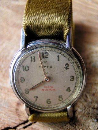 Vintage Rare Timex Mechanical/sports/military Silver Tone - 31mm Case - 1950s