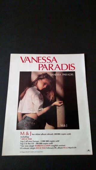 Vanessa Paradis " M & J " (1988) Rare Print Promo Poster Ad