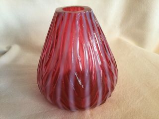 Fenton Cranberry Opalescent Swirl Rare Vase