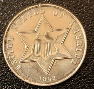 ☆rare 1862 Three 3 Cent Silver Coin,  Proof☆