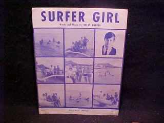Rare " Surfer Girl " Sheet Music By Brian Wilson,  1962,