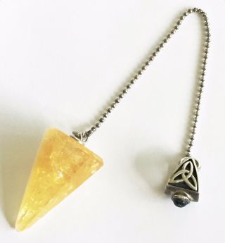 Rare Vintage Welsh Sterling Silver Celtic Knot Mystical Pendulum Crystal Stone