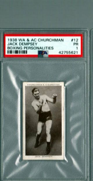 Rare Vintage 1938 Churchman Boxing Personalities Jack Dempsey 12 Psa Graded
