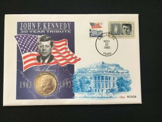 30 Year Tribute To John F.  Kennedy Stamp & Coin Cover Rare