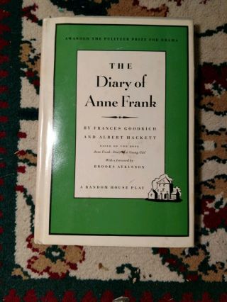 The Diary Of Anne Frank: Pulitzer Drama Screen Play 1956 Rare Vintage Book