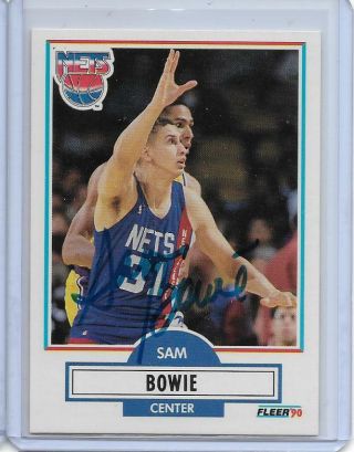 Sam Bowie Auto Signed 1990 Fleer Basketball Card W/coa Rare Jersey Nets
