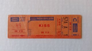 Kiss Concert Ticket At Madison Square Gardens Feb 10 1977 Very Rare