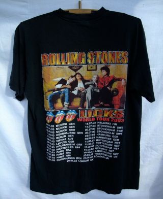 rare Rolling Stones Licks world tour 2003 Europe dates vintage t - shirt XL 2