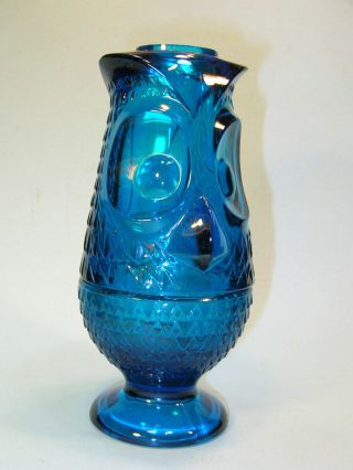 Blue Viking Glass Owl Fairy Lamp Light Votive Candle Holder.  Rare Color