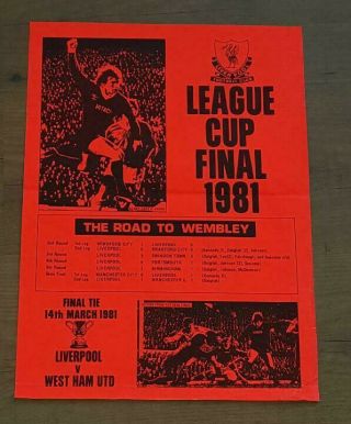 Liverpool Fc - 1981 League Cup Final (the Road To Wembley Vintage Poster) Rare