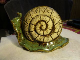 Unique,  Rare Design Large Multi - Color Ceramic Snail Figurine Gorgeous