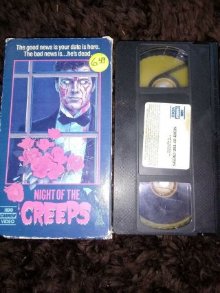 Night Of The Creeps Vhs Hbo/cannon Vhs Rare Horror Tape Cult Classic