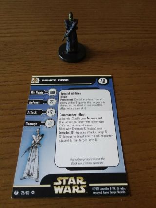 Star Wars Miniatures Prince Xizor 25 Very Rare Shadows Of The Empire W/ Card