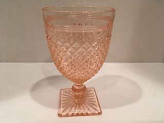 Rare Vintage 1930s Pink Miss America Depression Glass Water Goblet 4 Mold Seams