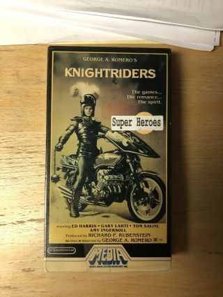 Knightriders Vhs Rare Action Sleaze Oop Sov Big Box Slip Media Romero