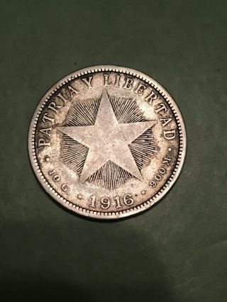 1916 Cuarenta Centavos Silver Coin 40 Centavos World Foreign Silver Ultra Rare