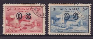 Australia Rare 1932 Sydney Harbour Bridge 2d & 3d " Os " Cto (hh0)